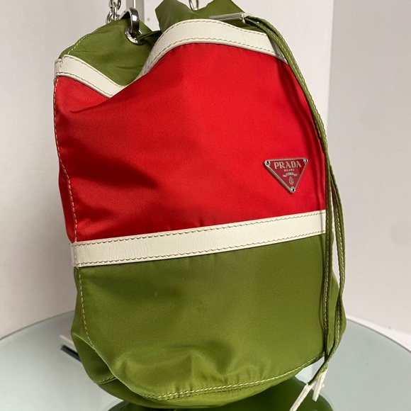 PRADA TESSUTO NYLON MINI DRAWSTRING BAG WITH CROSSBODY CHAIN - Picture 2 of 15